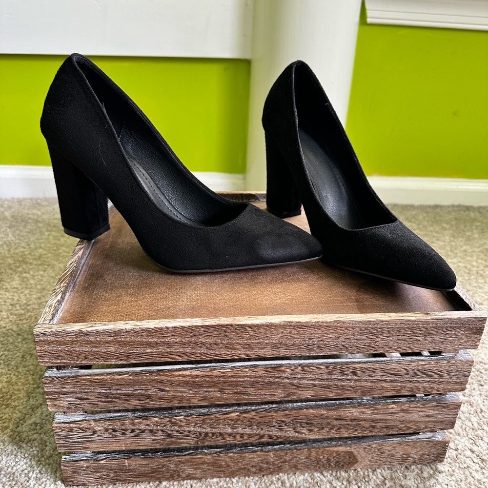 Black block heels